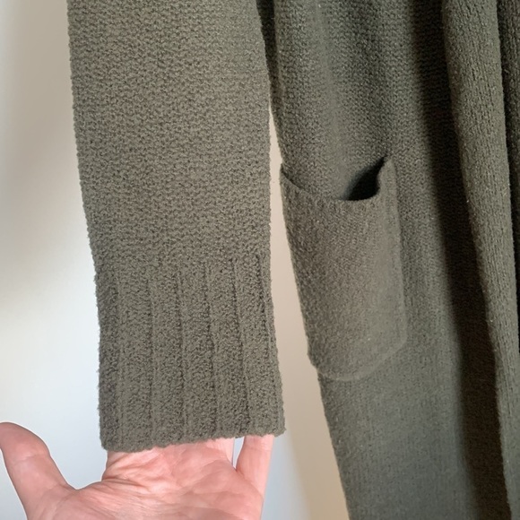 ALC Duster Open Cardigan Dark Green Wool Silk - Picture 6 of 8